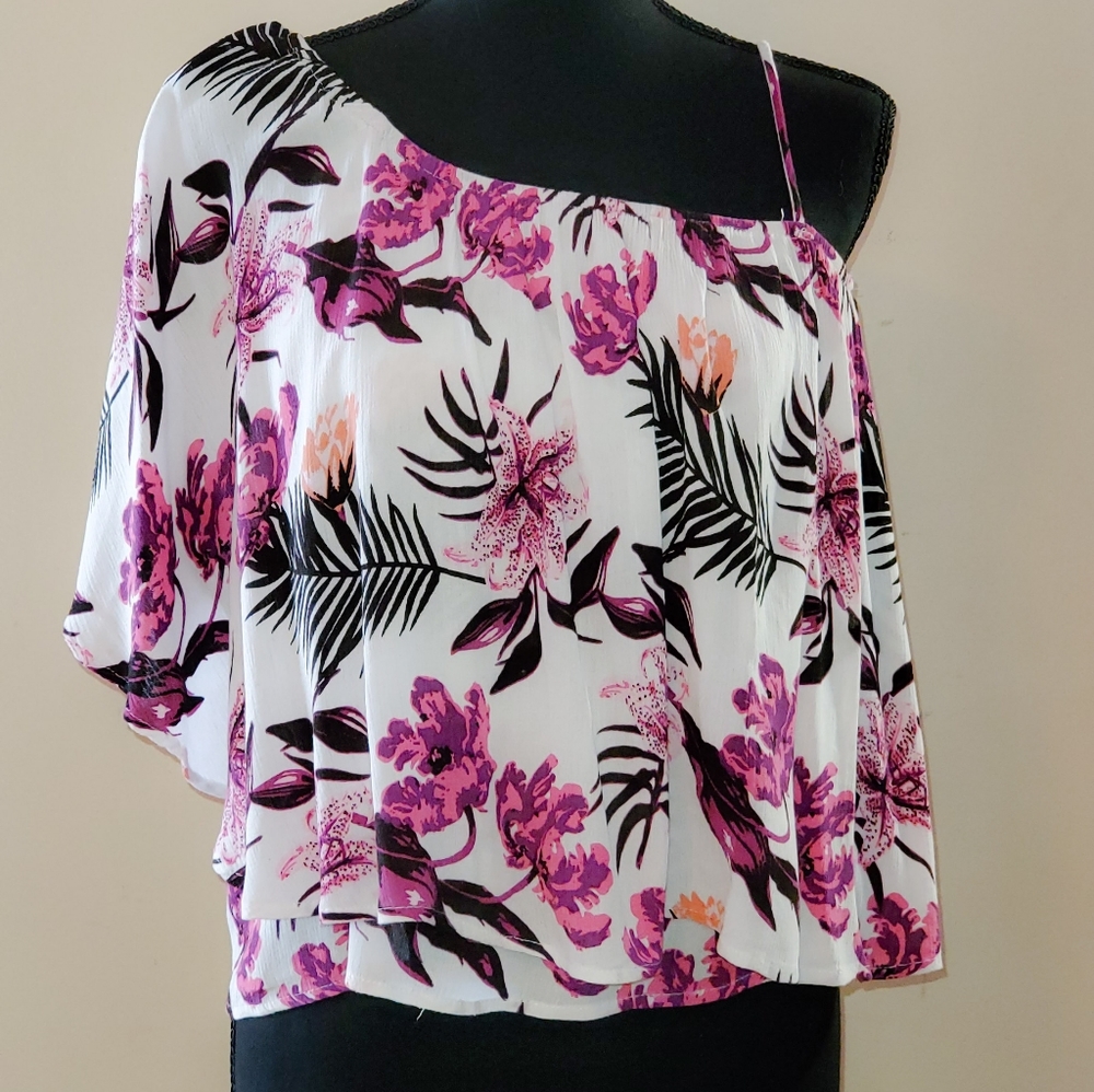 Floral Print Cold Shoulder Blouse